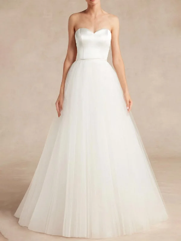 Organza And Tulle Wedding Dress A-line Strapless Sweetheart Feminine Women's Style Organza And Tulle Wedding Dress A-line Strapless Sweetheart Feminine Women's Style
