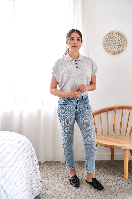 Light Grey Marle Polo T Shirt Street