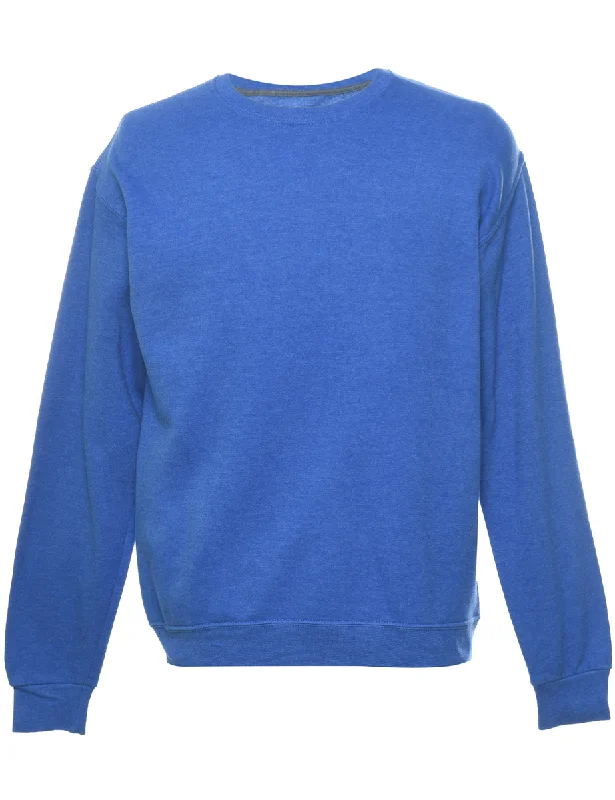 Blue Plain Sweatshirt - M Dapper Women's Bow - adorned