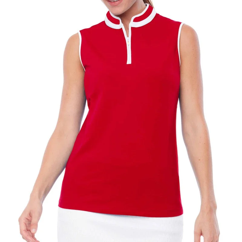 Swing Control S/L Pique Zip Mock - Red purpose
