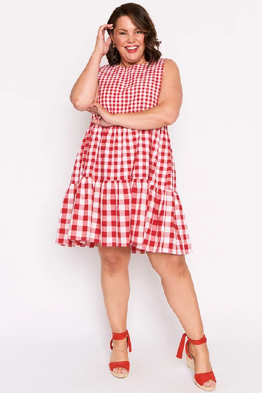Joey Red Gingham Dress Sustainable Organic