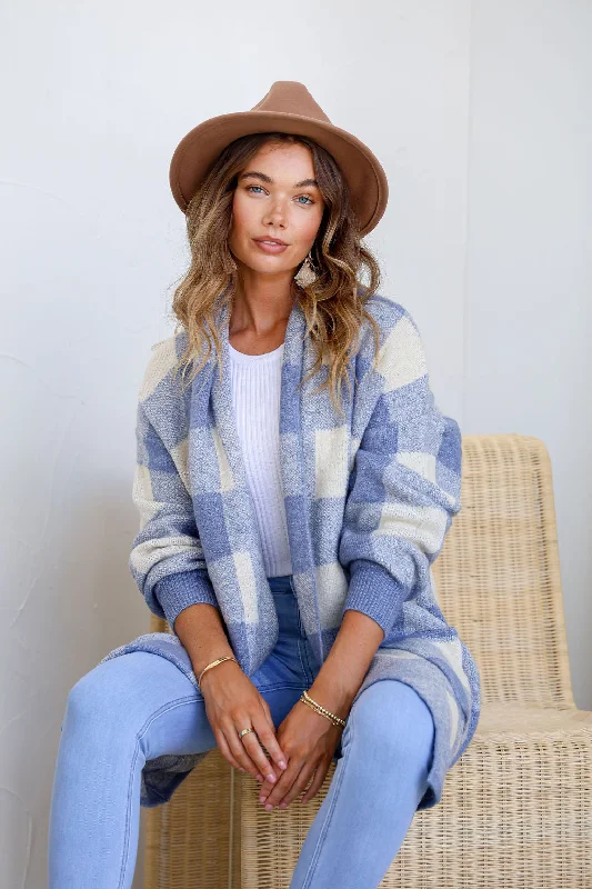 Leura Knit Cardigan Blue Bold Women's Animal Print