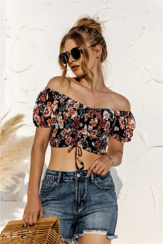 Julia Fashion - Floral Cut-out Sexy Tube-Top Sleek Women's 