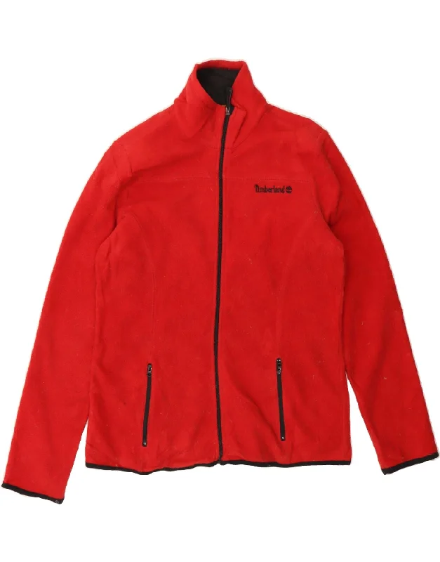 TIMBERLAND Womens Fleece Jacket UK 14 Medium Red Polyester Sporty Women's Athleisure TIMBERLAND Womens Fleece Jacket UK 14 Medium Red Polyester Sporty Women's Athleisure