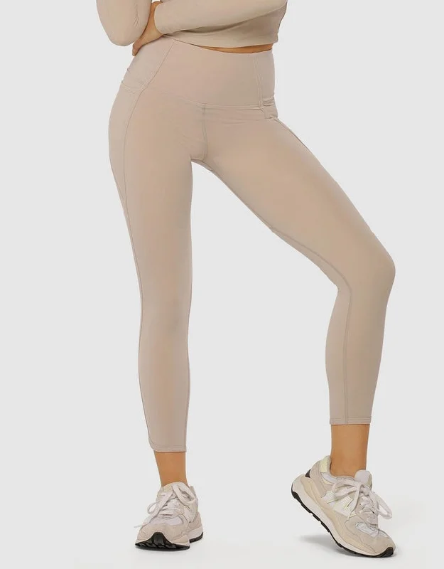 Lorna Jane Hi-Fold Booty Ankle Biter Leggings - Off White Edgy Women's Punk