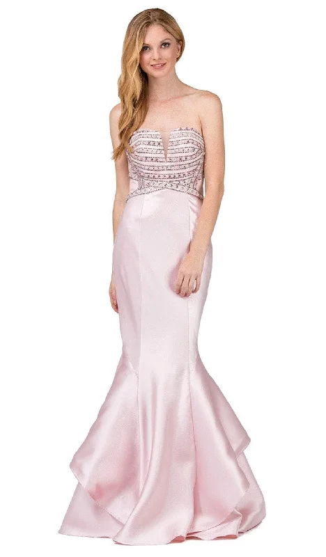 Dancing Queen - Strapless Ruffled Mermaid Prom Dress 9917 - 1 pc Blush In Size L Available