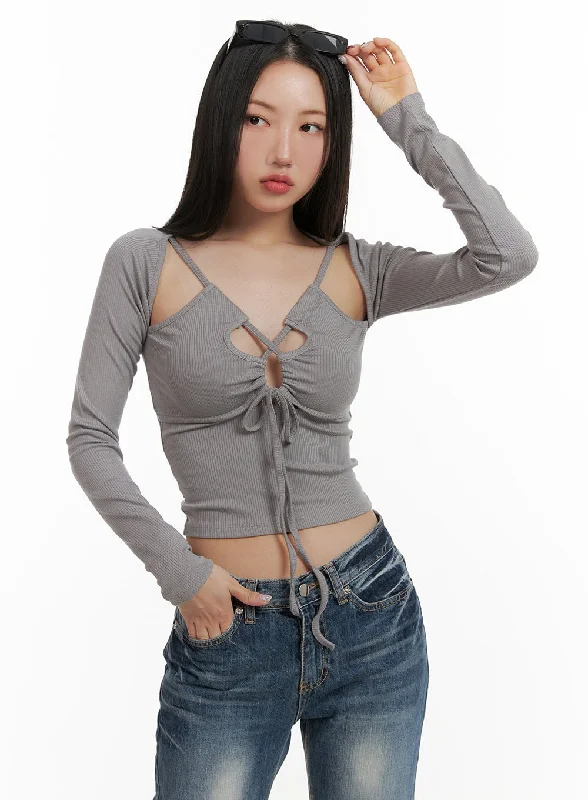 X Strap Cut Out Crop Top CY403 Edgy Women's Punk