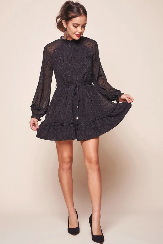 Tracee Open Black Ruffled Hemline Dress Black Australian Beach