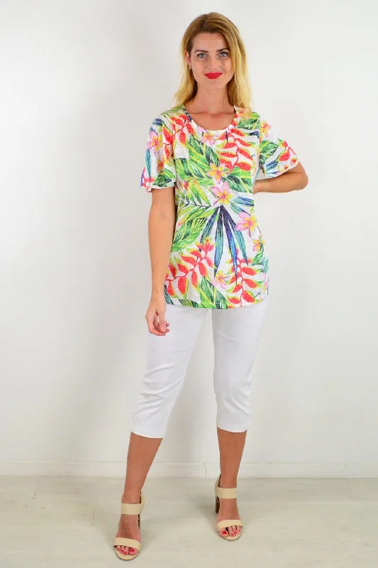 Frangipani Floral Tunic Tee Feminine Women's Soft 