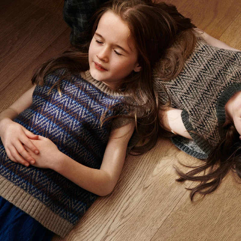 Jacquard Knit Vest - 100% Lambswool - Hazel and Blue (2-12y+) Country