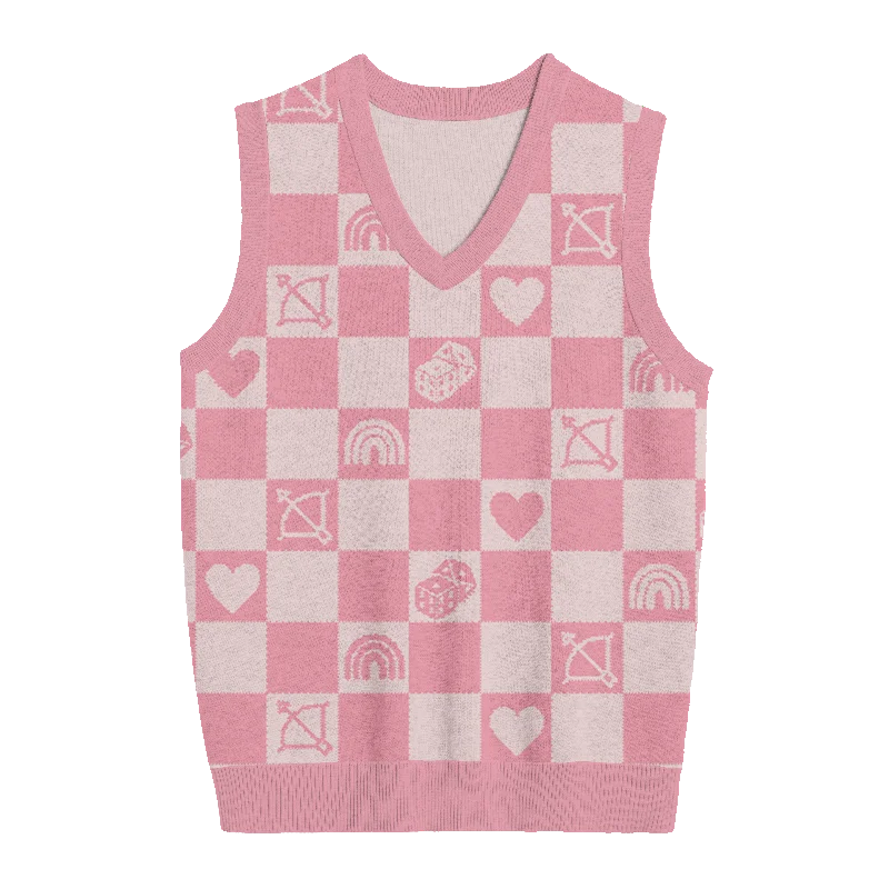 Lover Checkered Knit Vest Earthy Women's Hemp - based