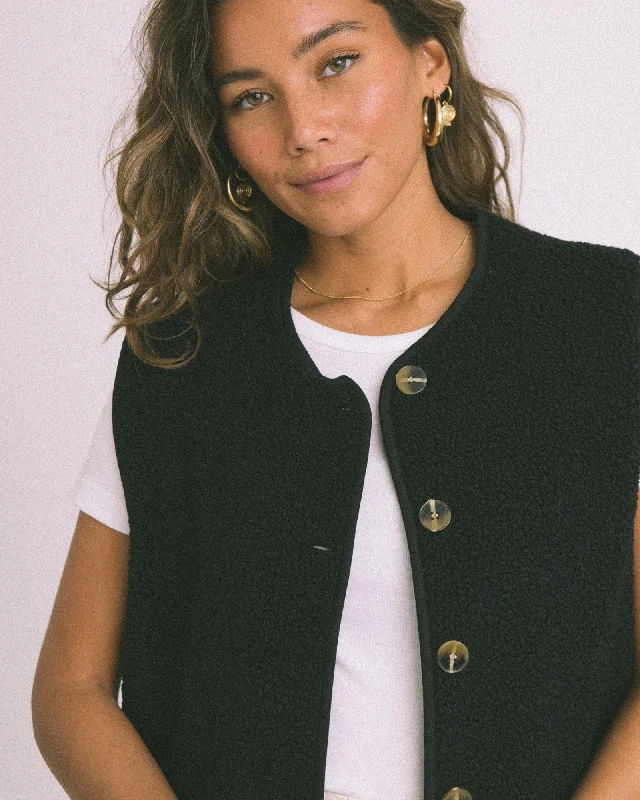 TILTIL Coco Gilet Teddy Black One Size Laid - back Women's Vibe