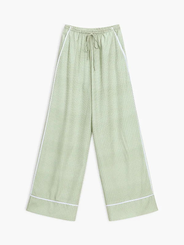 BerryBetty - Greeness Pinstripe Wide Leg Pants Laid - back Women's Vibe
