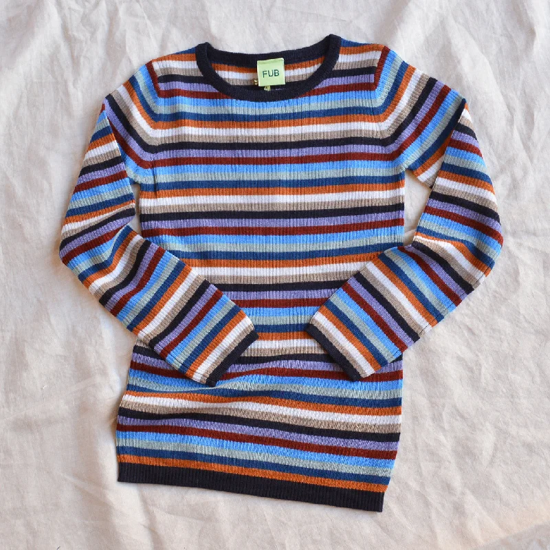 Rib Sweater Top - 100% Merino - Multi Stripes (2-12y+) Disco