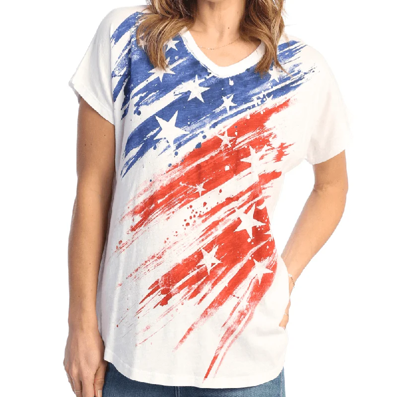 Women's Made in USA V-Neck Americana Cotton Tee Sporty Women's Tennis