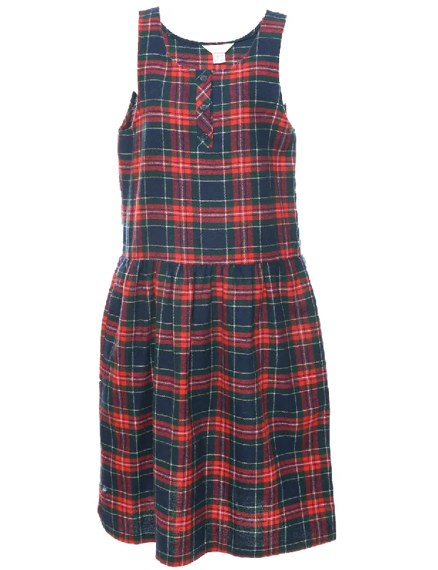 Checked Print Dress - M