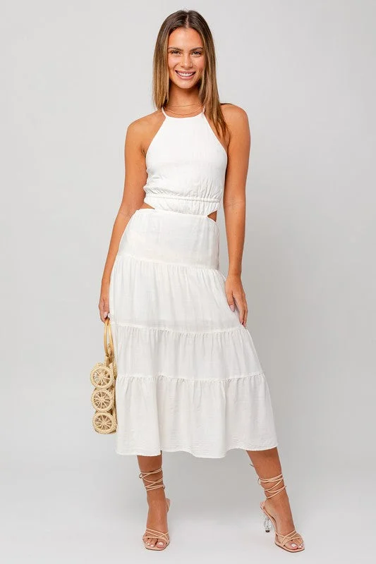 Lunch Date Tiered Cotton Midi Dress Confident Women's Power