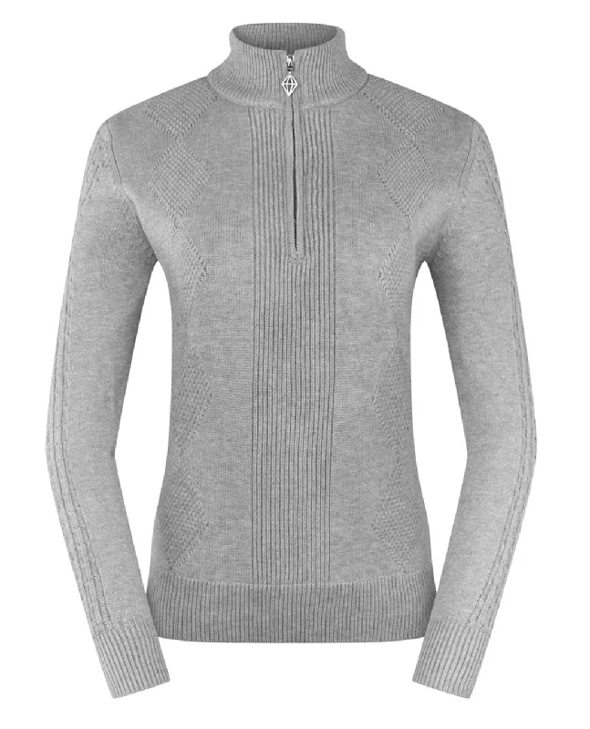 SIZE L - PURE GOLF Sorrell Cable Knit Lined Quarter Zip Jumper 501 Pale Grey Stylish Women's Tropical SIZE L - PURE GOLF Sorrell Cable Knit Lined Quarter Zip Jumper 501 Pale Grey Stylish Women's Tropical