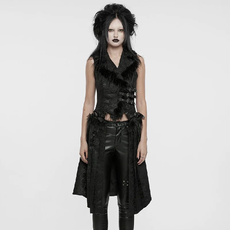 Women's Gothic Lace-up Jacquard Detachable Vest Preppy Women's College