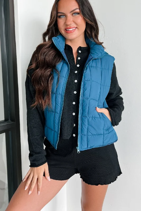 Until Next Time Padded Puffer Vest (Dark Seafoam) Cozy Women's Sherpa - lined