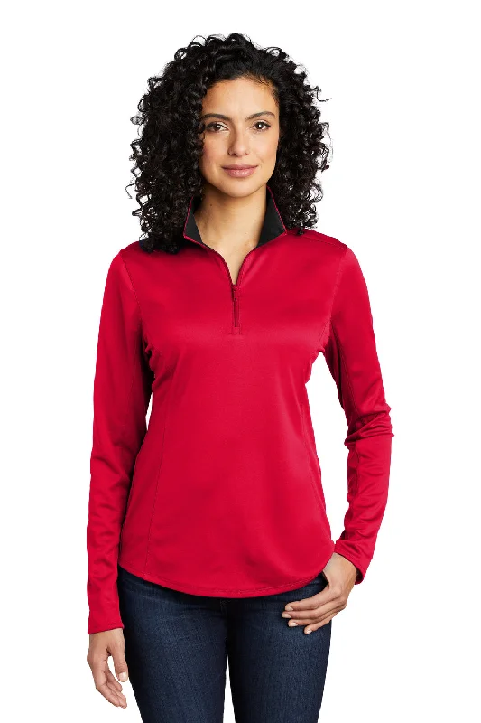 Port Authority Womens Silk Touch Performance Moisture Wicking 1/4 Zip Sweatshirt - Red/Black Scandinavian Port Authority Womens Silk Touch Performance Moisture Wicking 1/4 Zip Sweatshirt - Red/Black Scandinavian