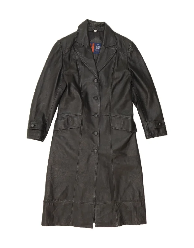HUDSON'S Womens Leather Coat UK 12 Medium Black Leather Dynamic Women's Moto