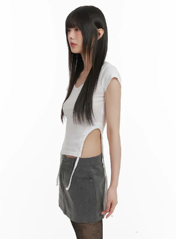 Side Slit Round Neck Tee CA422 Gym