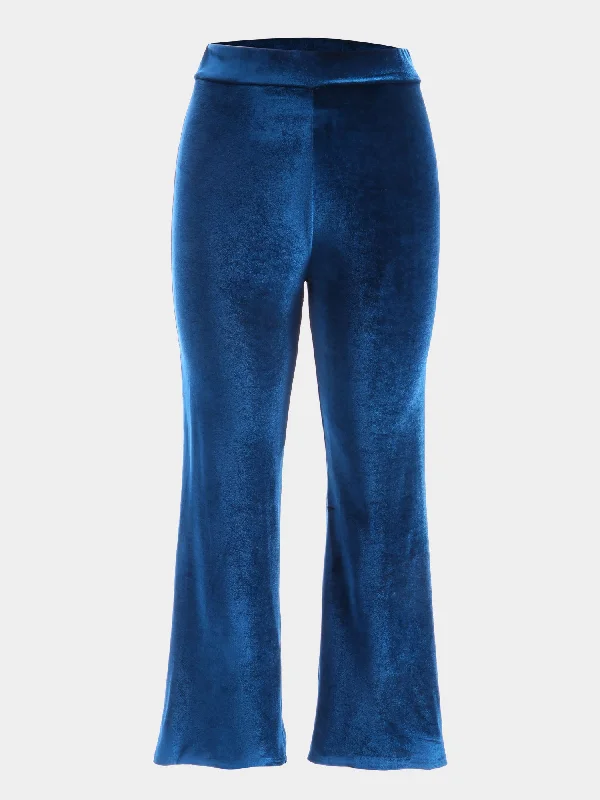 Midsize Elastic Vintage Velvet Straight Pants