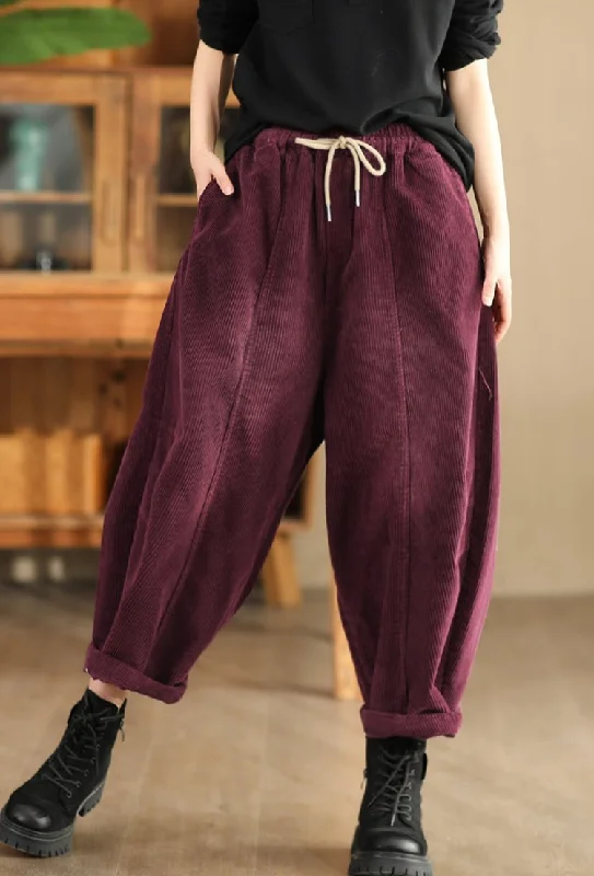 Babakud Women Autumn Vintage Cotton Corduroy Faded Casual Pants Feminine Women's Soft 