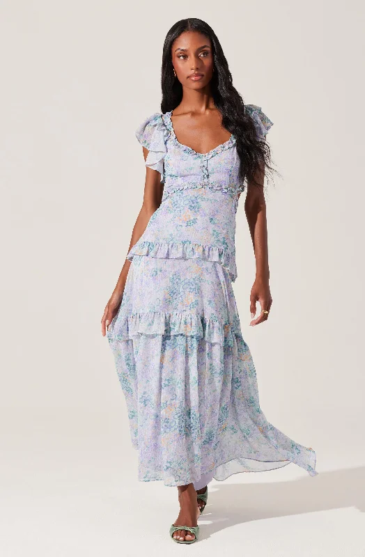 Mable Floral Tiered Ruffle Maxi Dress Luxurious Women's High -  end
