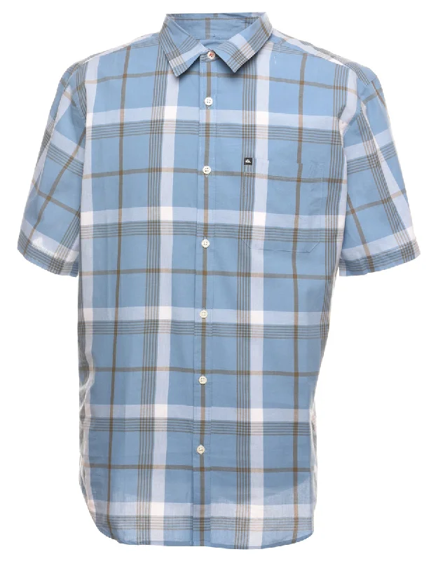 Classic Light Blue Checked Shirt - XL Laid - back Women's Style