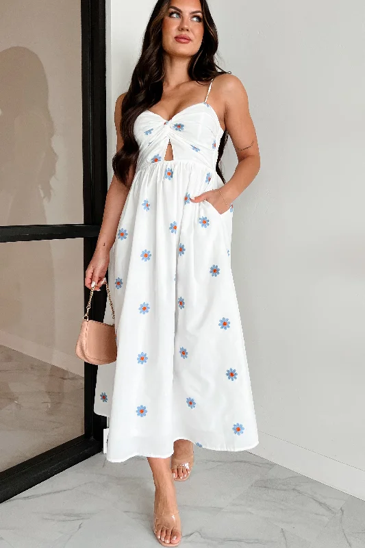 Captivated By You Floral Maxi Dress (Ivory/Blue) Sporty Women's Tennis