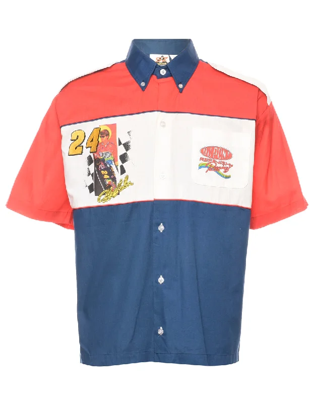 Colour Block Y2K Racing Shirt - L Refined Women's Hand - crafted