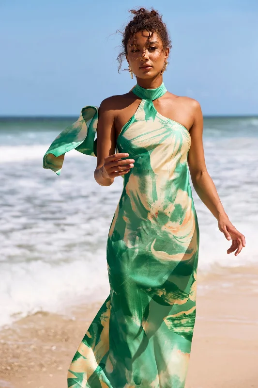On The Dance Floor Maxi Dress - Green Multi Dapper Women's 1920S