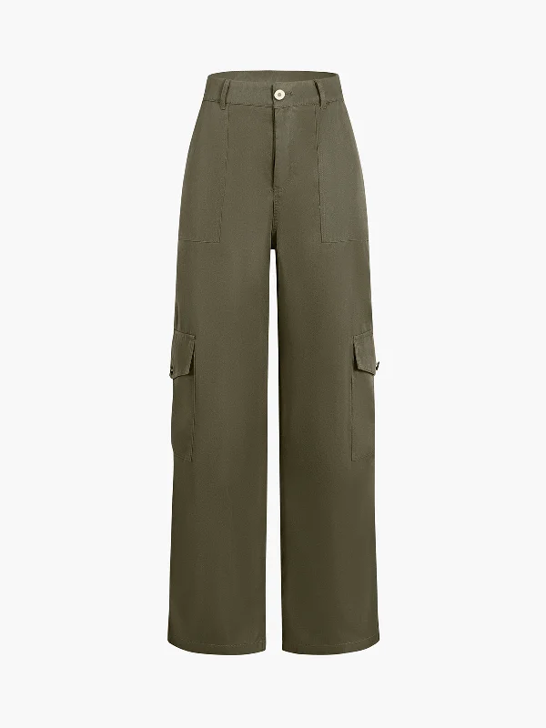 BerryBetty - Buttoned Cargo Pockets Straight Leg Pants purpose