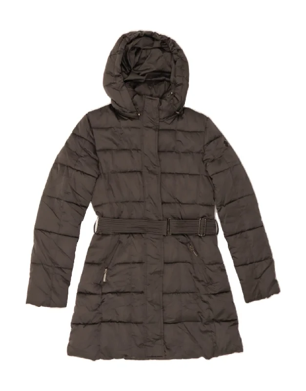 CHAMPION Womens Hooded Padded Coat UK 10 Small Grey