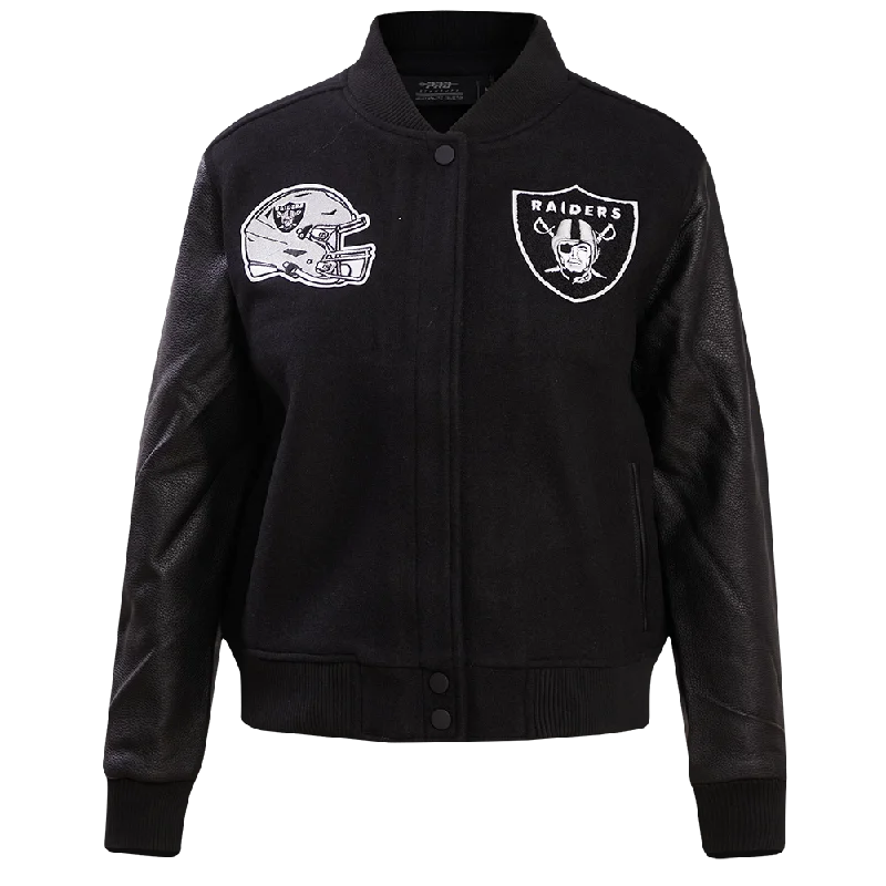 NFL LAS VEGAS RAIDERS CLASSIC WOOL WOMEN'S VARSITY JACKET (JET BLACK)