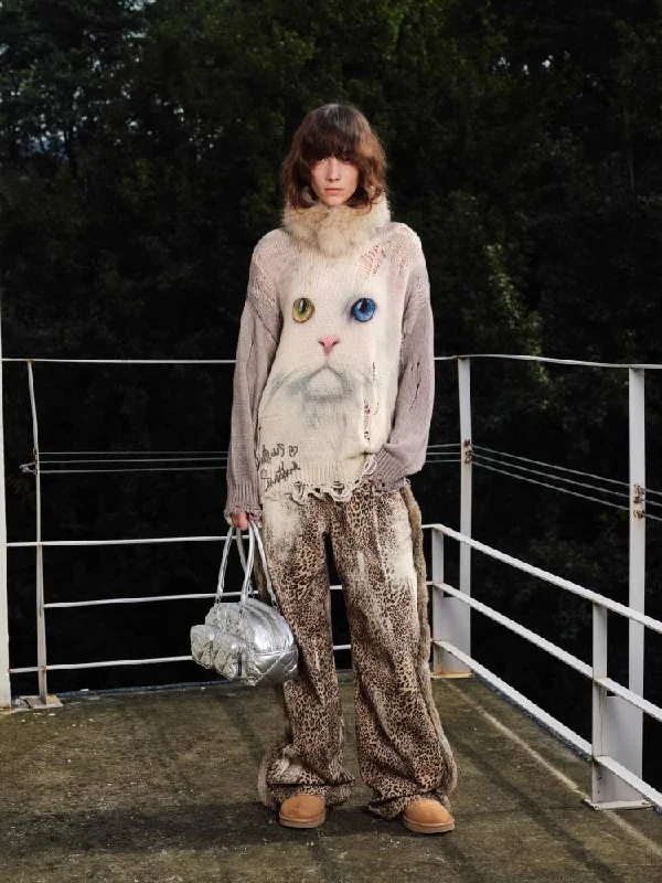 Leopard print wide leg pants【s0000011369】 Athletic Women's 