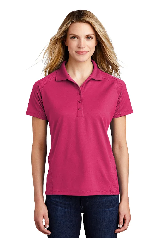 Sport-Tek Womens Dri-Mesh Moisture Wicking Short Sleeve Polo Shirt - Raspberry Pink Disco Sport-Tek Womens Dri-Mesh Moisture Wicking Short Sleeve Polo Shirt - Raspberry Pink Disco