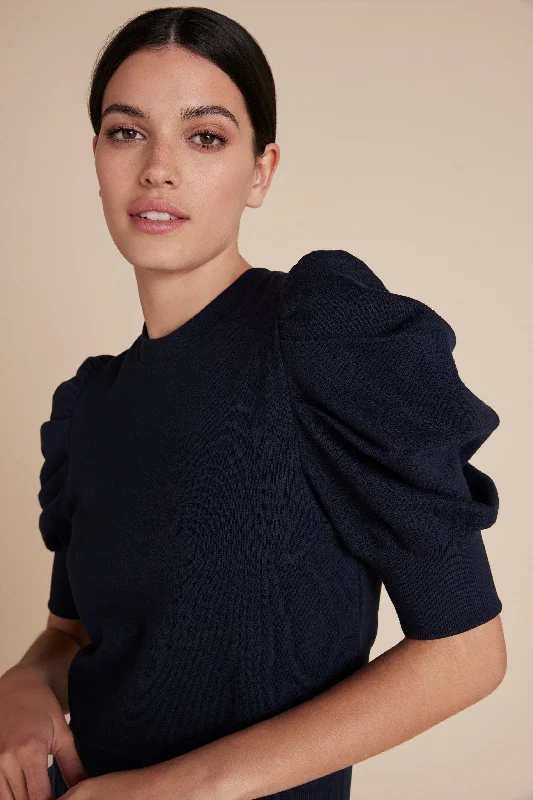 The Just Enough Puff Short Sleeve Sweatshirt in Navy Traditional Women's 