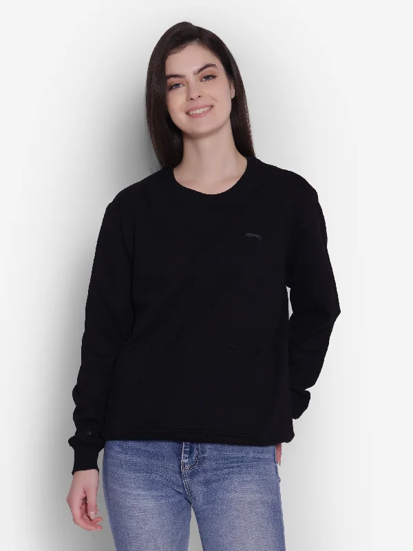 JUMP USA Women Solid Black Pullover Sweatshirt Bold Women's Statement