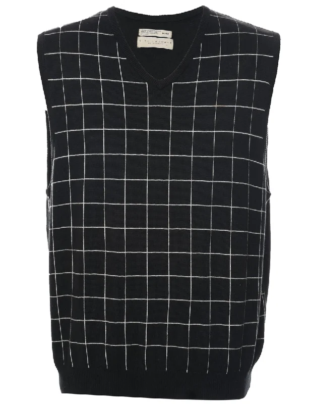 Checked Sweater Vest - M