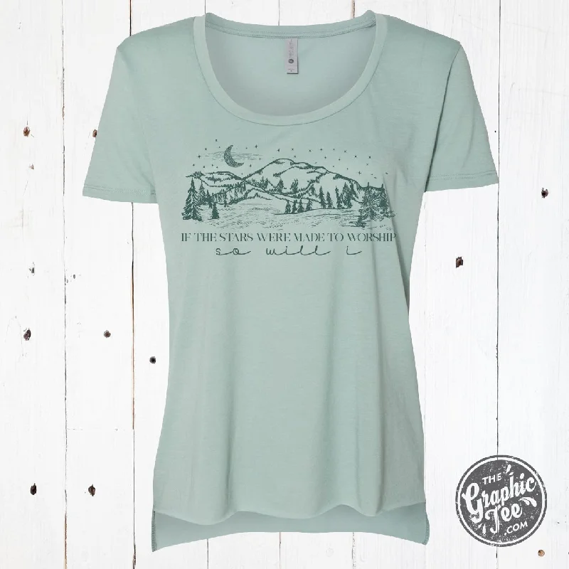 If The Stars Were Made To Worship Ladies Cut Hi-low Scoop Neck Tee Cozy Women's Winter