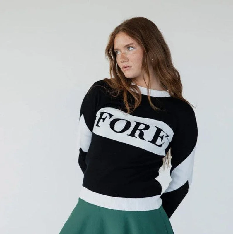 Fore All Fore Sweater - Black/White Trendy Women's Oversized