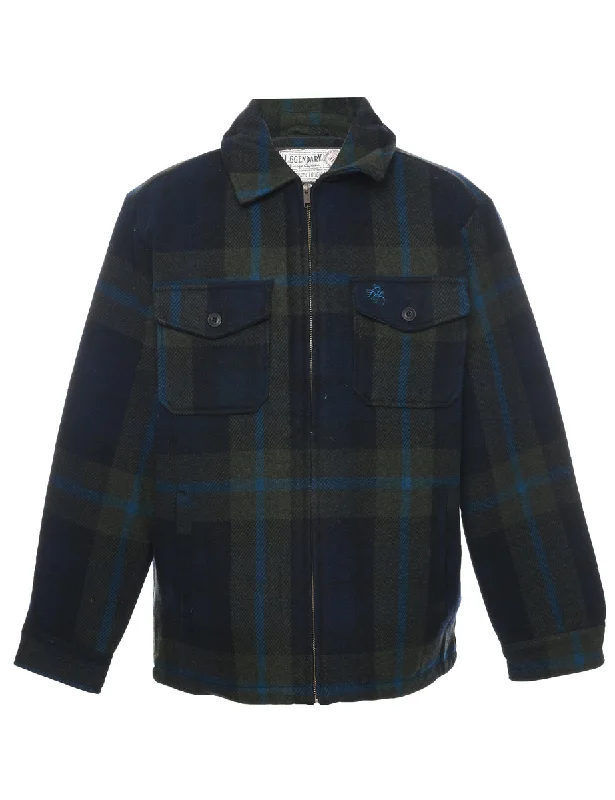Checked Wool Coat - XL Laid - back Women's Vibe