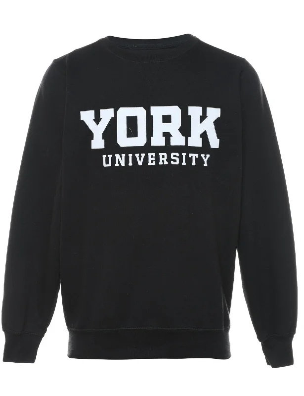 York University Black & White Printed Sweatshirt - XS