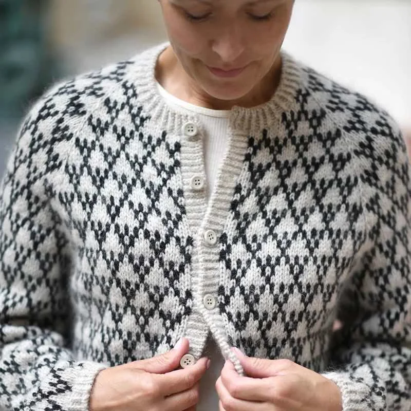 Spot Cardigan by Anne Ventzel, No 3 + Silk mohair yarn kit (ex pattern) Unique Women's Upcycled