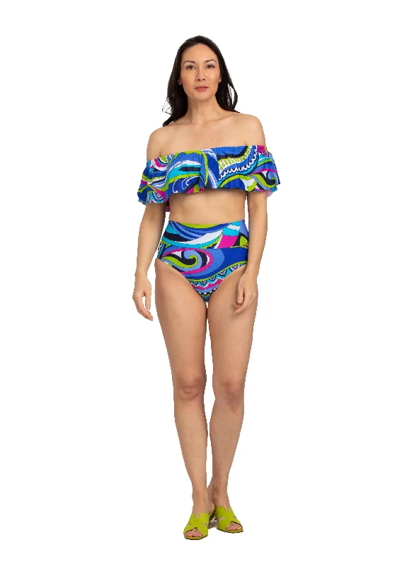 Puglia Off Shoulder Print Flounce (PL-155) Dynamic Women's Moto