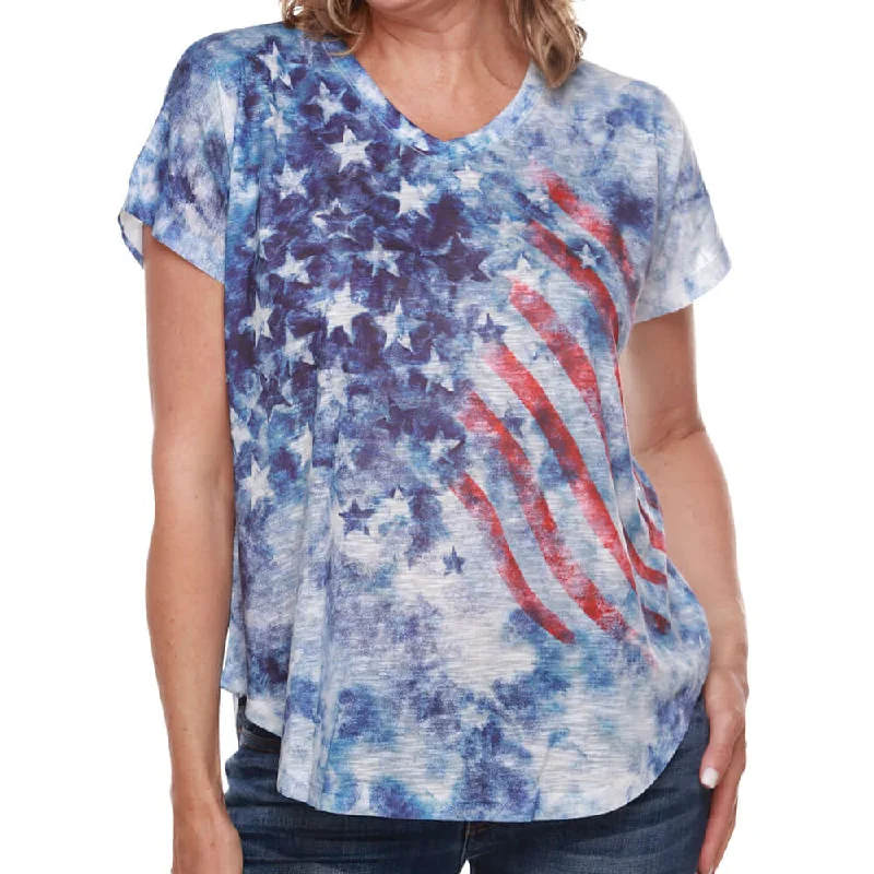 Women's Made in USA V-Neck Stars and Stripes Tough Women's Military - inspired