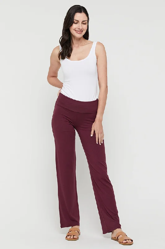 Essential Bamboo Pants - Burgundy Monochromatic Office Style